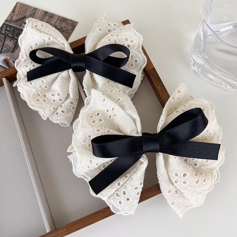 Elegant Korean-style large bow hair clip, sweet French lace hair clip at the back of the head, new style for early spring 2023 full figure