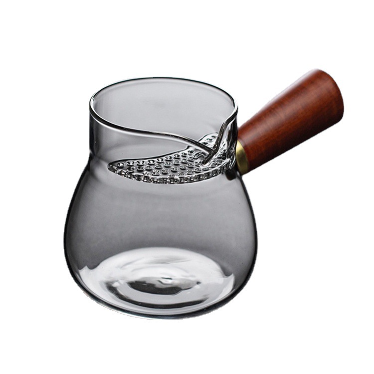 Boya wood crescent-shaped glass fair cup side handle public cup tea dispenser thickened tea tray high-temperature resistant Gongfu tea set Item Picture