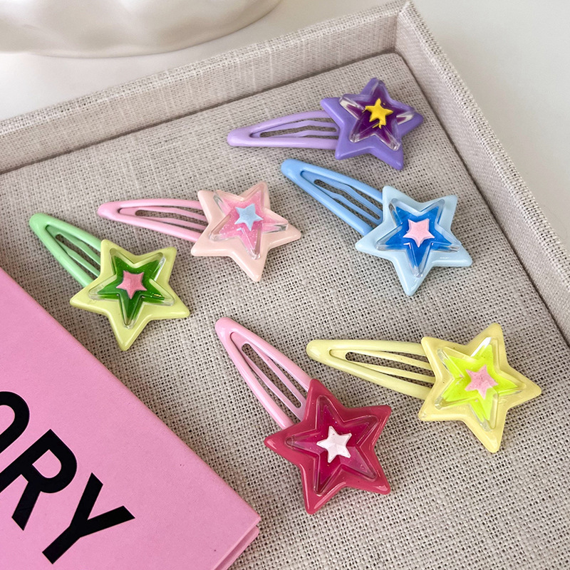 ins Dopamine Girl Star Hairpin bb Clip Sweet Girl y2k Five-pointed Star Side Hairpin Versatile and cute headwear for girls details Picture