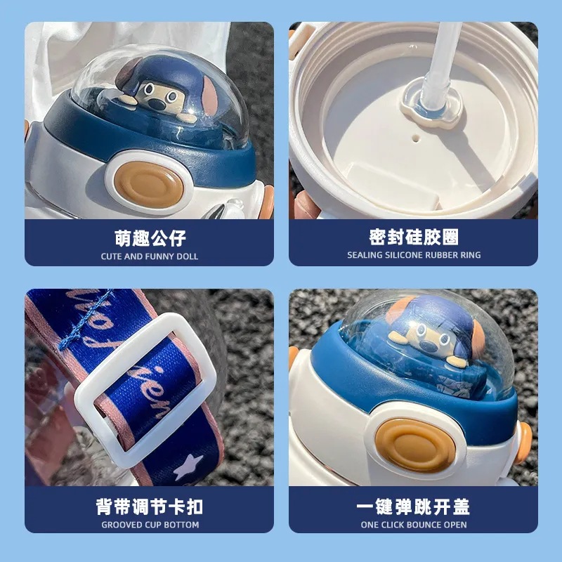 New large-bellied cup, portable, high appearance level, student and children's straw cup, large capacity, outdoor cute cartoon plastic water bottle Application Scenario