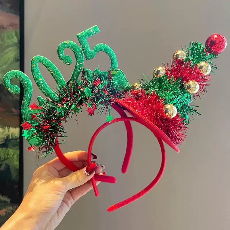 New Year's Day Decoration 2025 Hair band, New Year's Eve event outfit Headwear, Christmas party headband atmosphere, photo props, hair accessories details Picture
