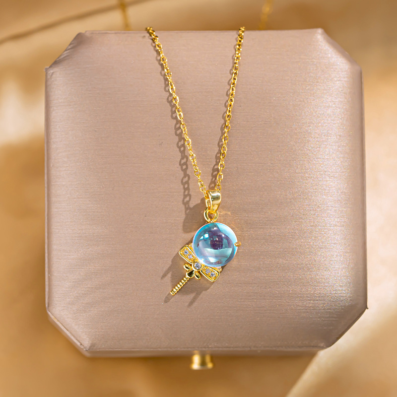 Fashionable and high-end, colorful lollipop necklace, women's niche design, simple collarbone chain, versatile titanium steel jewelry for Internet celebrities full figure