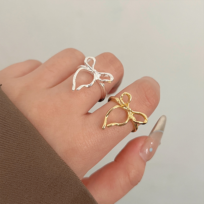 Bow Ring Collection 2025 New Best-selling Women's plain ring Open Ring, Light Luxury, Niche and High-end Index Finger ring full figure