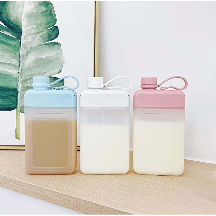 Creative square water bottle, simple flat direct drinking plastic water cup, anti-drop portable, ins fashionable gift cup Specification drawing