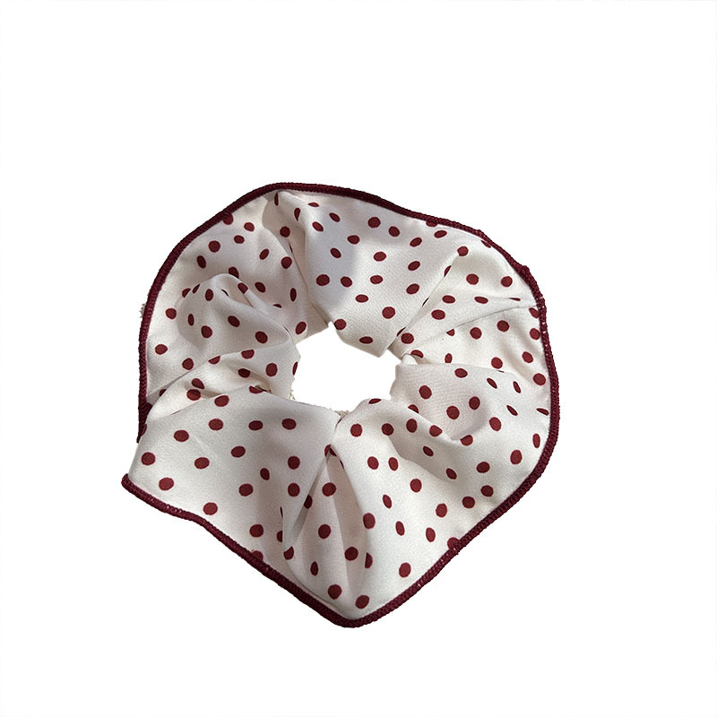 Ankola Red sweet beauty checkered polka dot Large Intestine Hair band for Women Spring and Summer, Bun hair rope, ponytail leather band accessory Item Picture