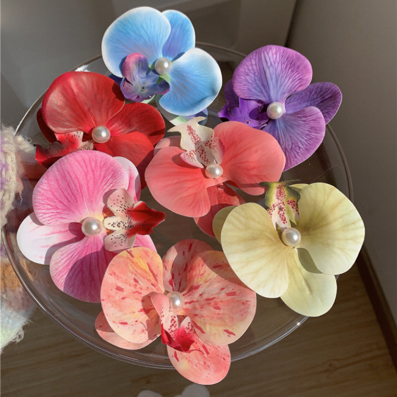 Sweet pink Phalaenopsis hairpin for women 2024 New style atmosphere photo flower duckbill hairpin Spring and Summer sweet hairpin headwear details Picture