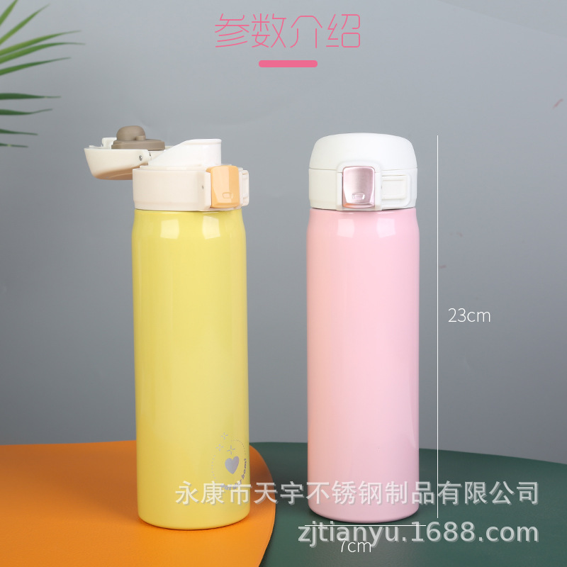 Wholesale of stainless steel bouncing cups, insulated cups, portable water cups, Douyin cups, mini large-capacity bouncing lid water cups full figure