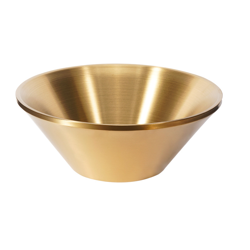 304 stainless steel bowl, golden double-layer conical bowl, Korean V-shaped rice bowl, popular soft shaved ice salad, snowflake ice bowl Item Picture