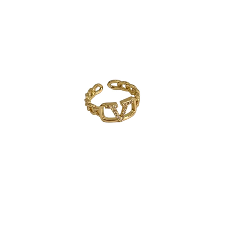This spring and summer light luxury diamond-encrued zircon opening ring features a unique design with adjustable letters, exuding a sense of sophistication Item Picture