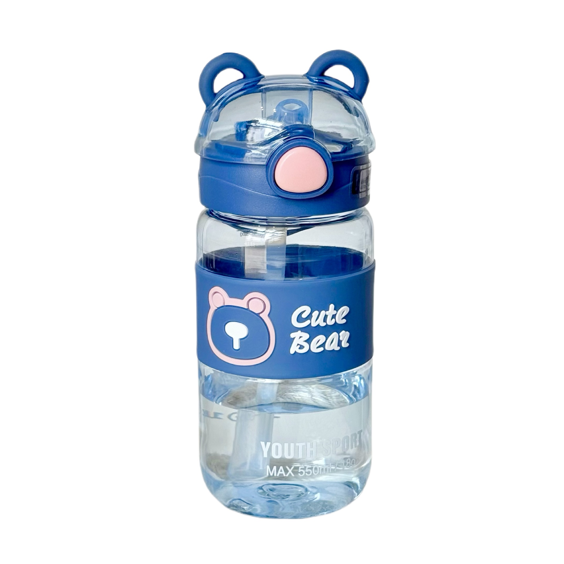 Cute little bear water cup, portable summer straw cup for school, side pocket of schoolbag, cute plastic cup for students Item Picture