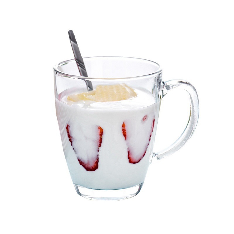 ins glass milk breakfast cups with handles, coffee flower tea cups, oatmeal and fruit breakfast cups wholesale Item Picture