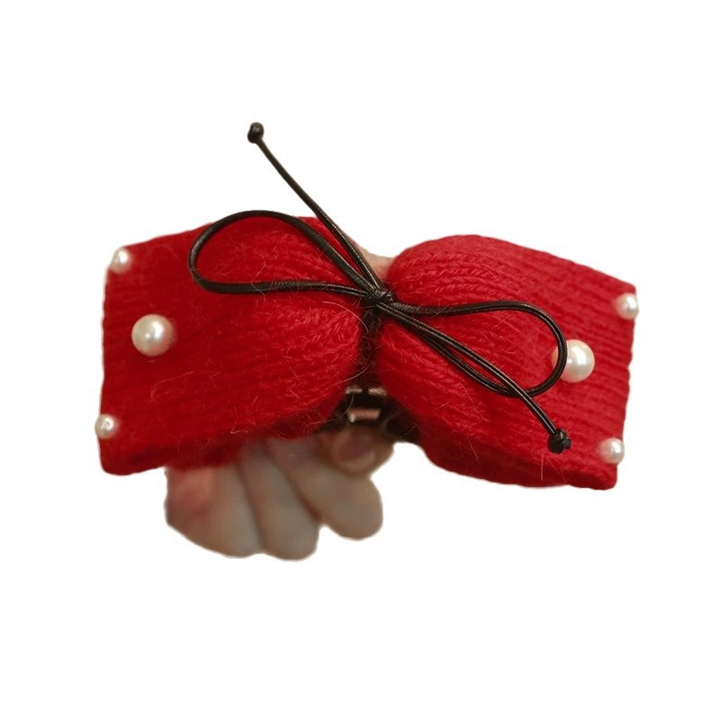 Autumn and winter woolen bow hair clip for women at the back of the head, 2024 new updo, shark clip clip, high-end hair accessory Item Picture