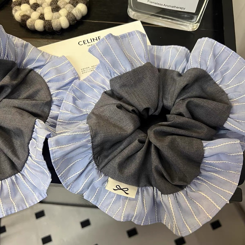 In 2025, Dongdaemun's new suit fabric, with a school-style blue and gray color scheme, large-sized large intestine hair band and hair tie, women's hair accessory Specification drawing