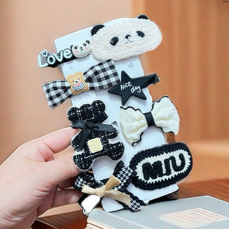Children's plush hair clips for autumn and winter, cute little girls' hair clips, 2023 new hair accessory sets for girls and babies Specification drawing