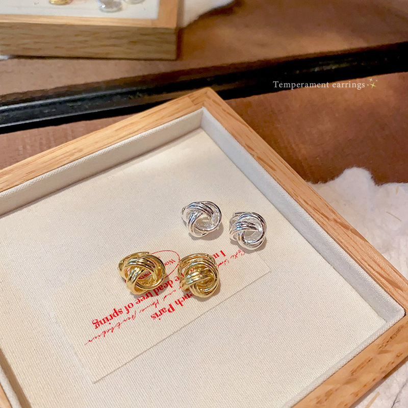 Japanese and Korean twisted metal earrings, new autumn and winter style stud earrings, light luxury and high-end, unique style stud earrings and accessories Application Scenario