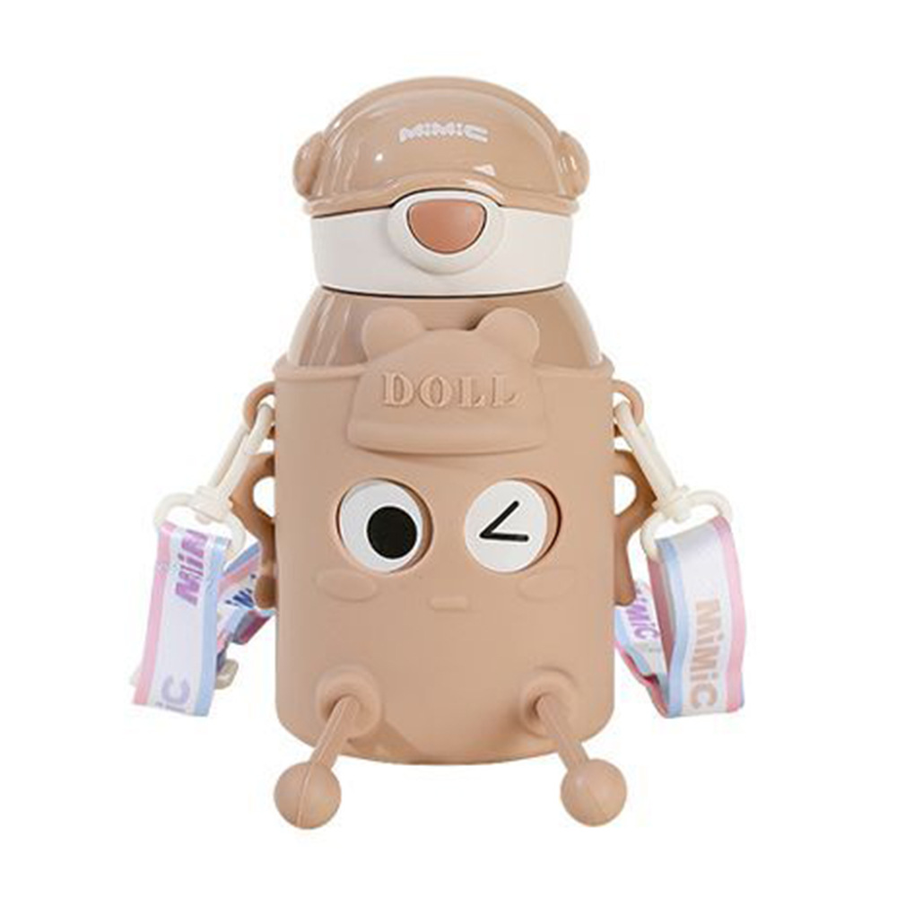 Cute children's insulated cup, big eye expression cartoon straw cup, portable girls' gift, anti-drop stainless steel water cup Item Picture