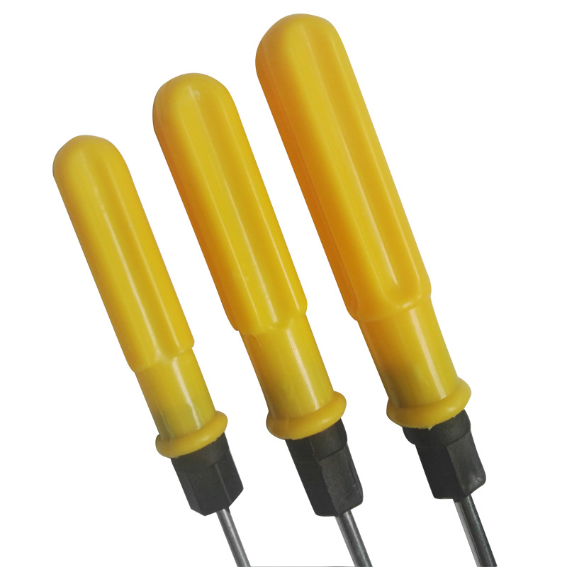 Huang dual-purpose series screwdrivers 2-inch, 3-inch, 4-inch, one-yuan store gift, factory wholesale, ten-piece flat-head magnetic screwdriver Specification drawing