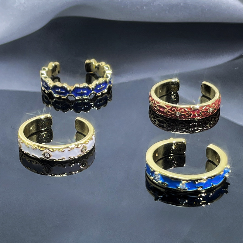 New Chinese-style national trend retro drip glaze open ring, a niche design for women, sweet and cool, individual, versatile and elegant ring Application Scenario