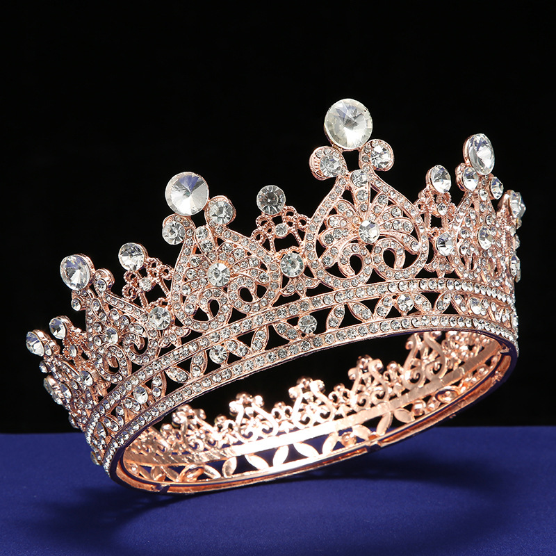 European-style court-style bride crown hair accessory, full circle of round rhinestones, Baroque European and American bride headwear factory direct sales details Picture