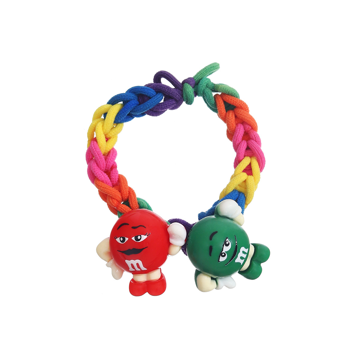 Woven m Bean Sweetheart Cute Girl high-elasticity Rainbow hair Band headband 2025 New durable rubber band women's tie Item Picture