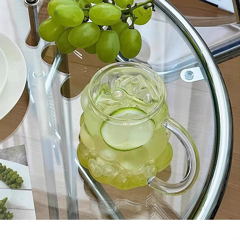High appearance level water cup manufacturer delivers InS-style high borosilicate grape glass cups for home use, giving a sense of luxury Specification drawing