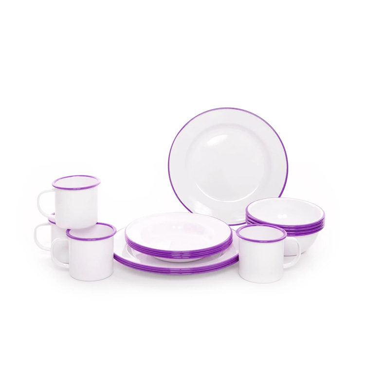 Tree Enamel enamel set, bowl and plate tableware set, home Nordic style simple 4-piece set, customizable Item Picture