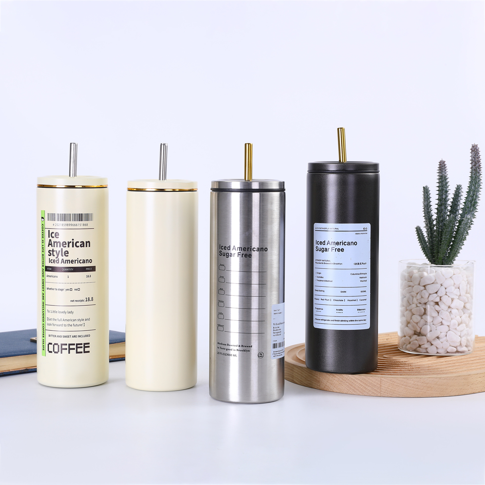 Thai, Vietnamese, American stainless steel straw cup, straight cup, portable car, casual cup, outdoor sports cup Specification drawing