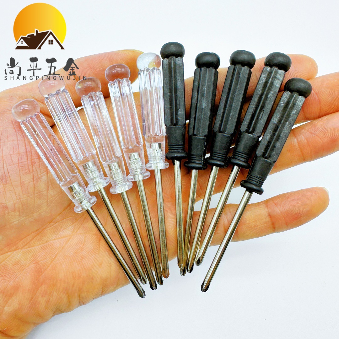 3.0 Cross-shaped transparent crystal screwdriver, mini magnetic 3mm flat-head small screwdriver, eco-friendly crystal black screwdriver full figure