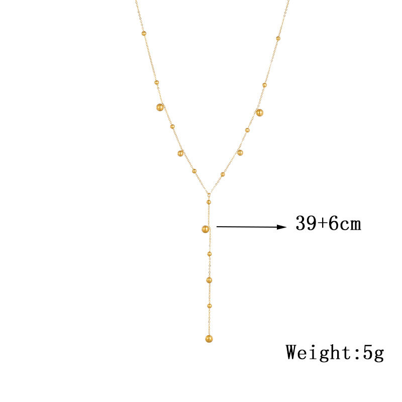 Fashionable and simple, versatile for commuting, long tassel round ball, gold bead pendant, chain, titanium steel jewelry necklace Application Scenario