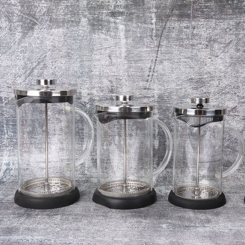 Glass handle French press, coffee filter, tea brewer, French filter press, tea brewer, household hand-pressed cold brew pot full figure