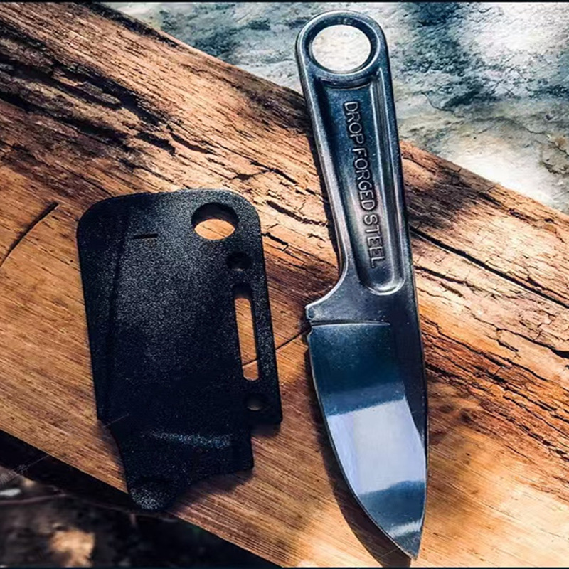 A portable outdoor multi-functional stainless steel knife with a knife cover for survival in the wild full figure
