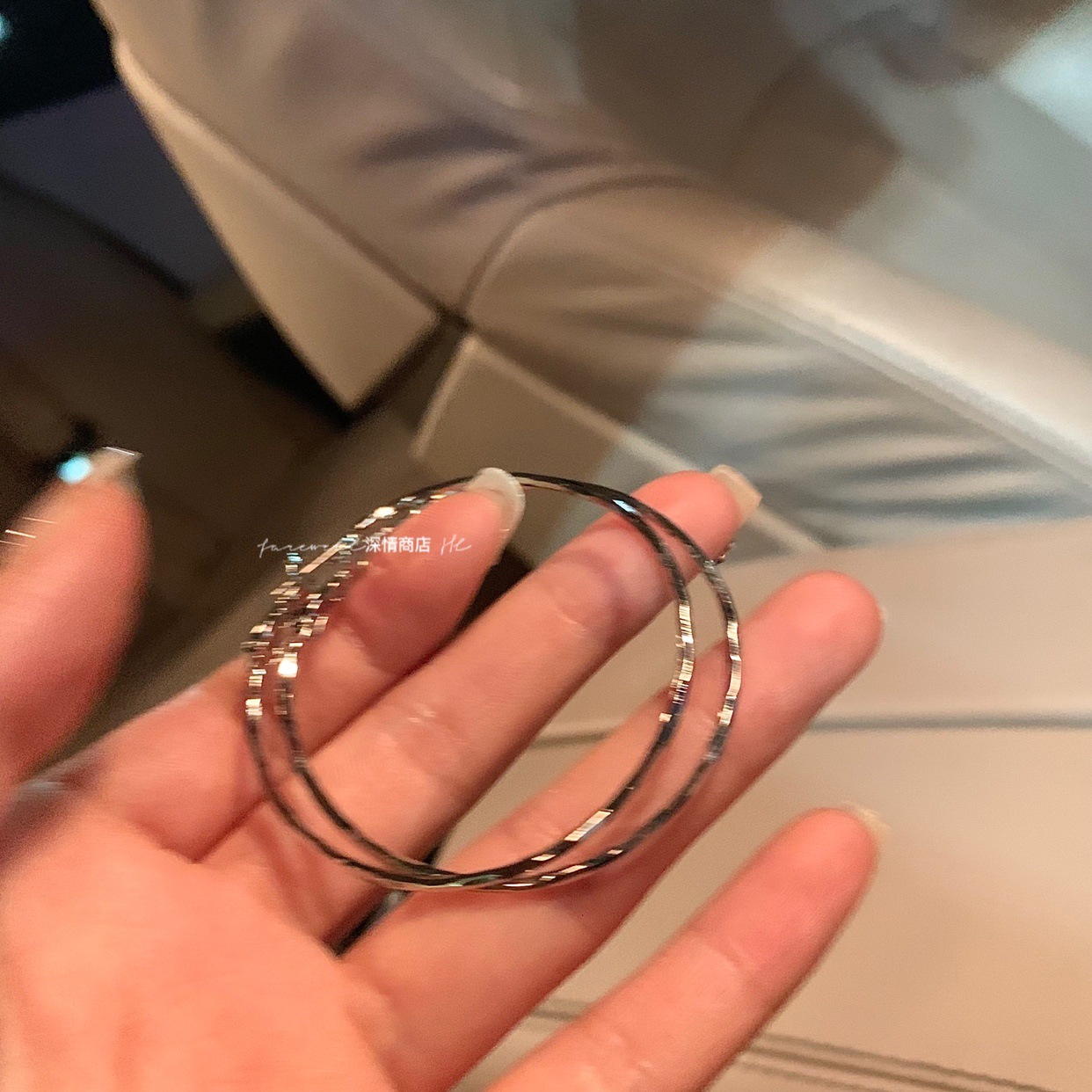925 Silver Needle Large Ring Earrings, a bestseller and Internet celebrity, a new 2025 model for large faces, suitable for women with ear studs, and a high-end look Specification drawing