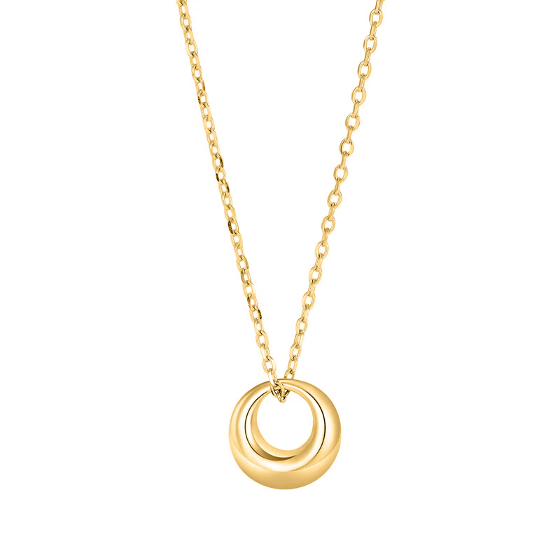 【 All-titanium Steel 】 Smooth circular ring, cold and minimalist style, real gold necklace inside the furnace, female Internet celebrity collarbone chain Item Picture