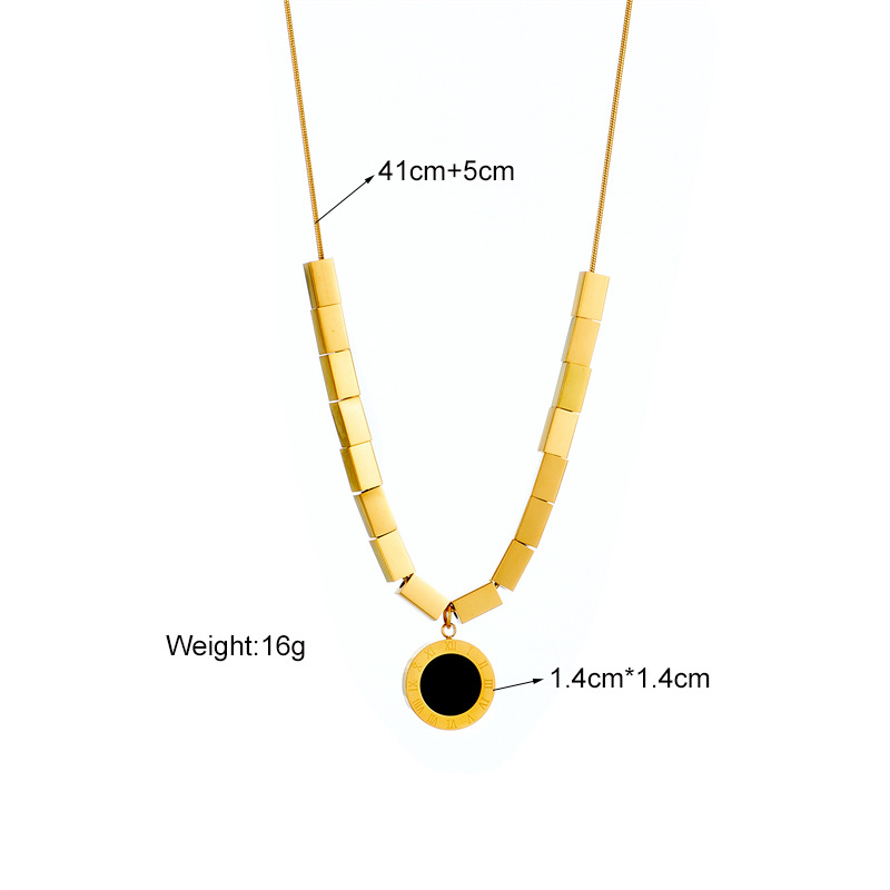 European and American cross-border fashion retro three-dimensional square accessory chain, Roman round pendant, stainless steel jewelry necklace Application Scenario