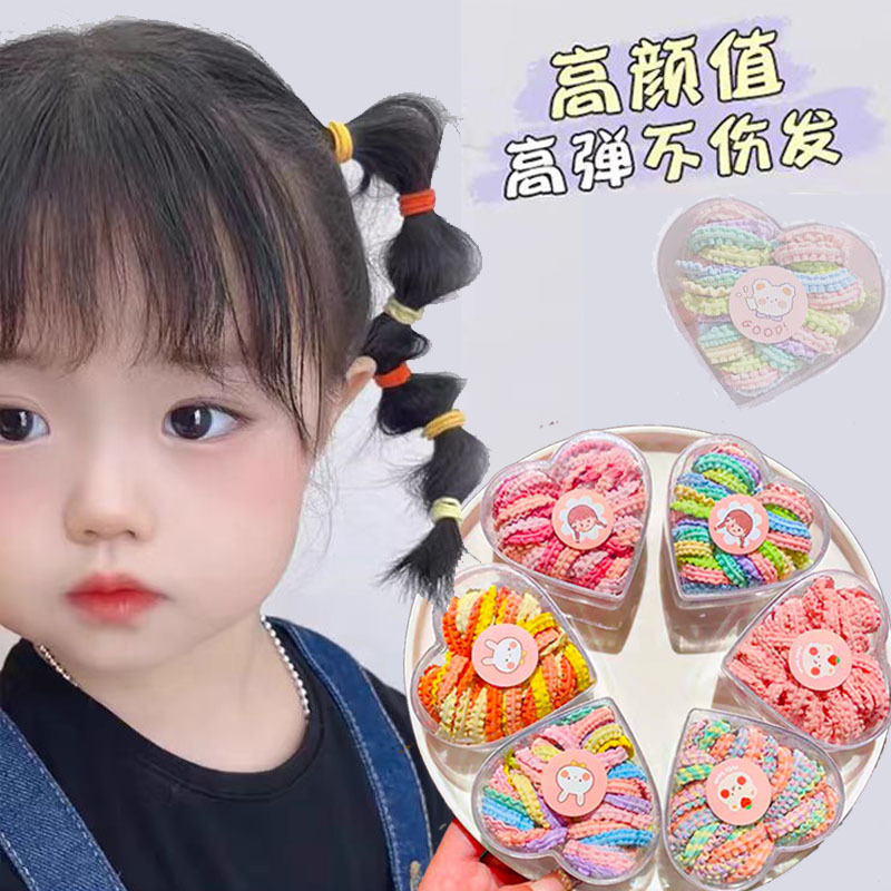 Children's hair ties, colorful box-packed lace rubber bands, girls' high-elasticity hair ties, baby headbands details Picture
