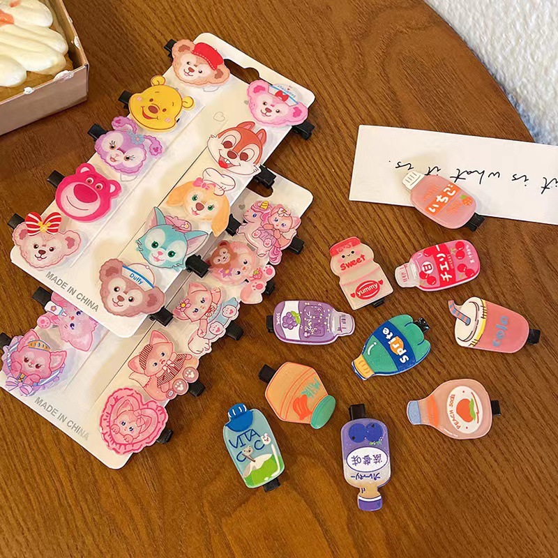 Korean acrylic duckbill clips, cute children's bangs clips, Lina Bell hair clips, little girls' hair accessories and headwear wholesale Specification drawing