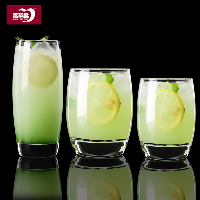 Green apple Disa water cup, heat-resistant glass water cup, juice drink cup, whisky cup, household water ware set full figure