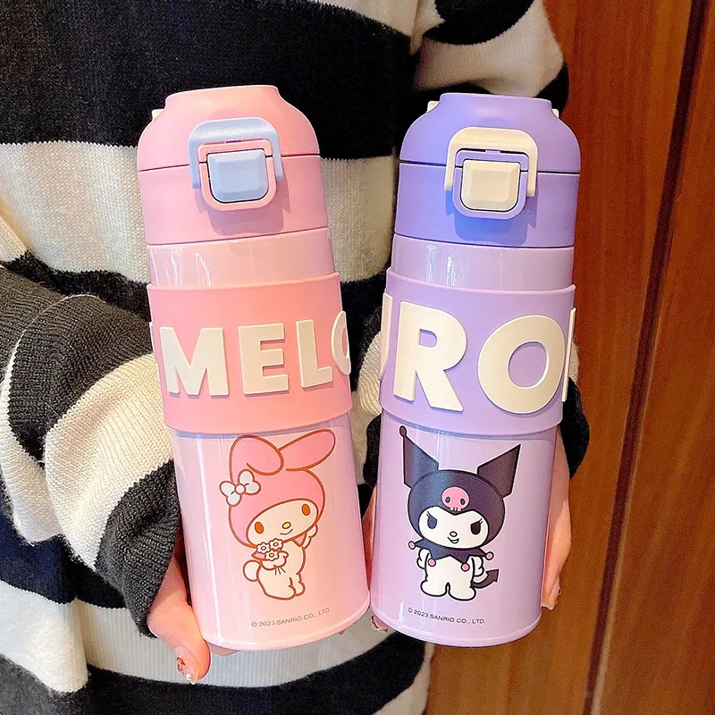 Cute Kuromi insulated cup, genuine Sanrio girls' water cup for direct drinking and tea brewing, stainless steel cup with filter full figure