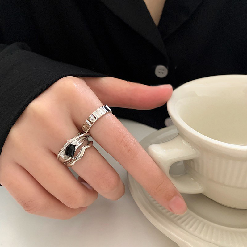 Cold and simple geometric, sweet and cool ring, niche design, high-end sense, index finger ring, light luxury style, open ring Specification drawing