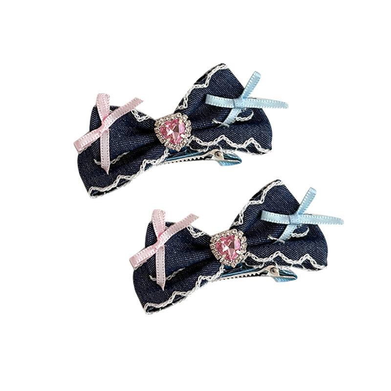 New sweet and cool denim star hair clips, children's hair bands, hair clips, Korean bow pair clips, bb clips, popular hair accessories for women Item Picture