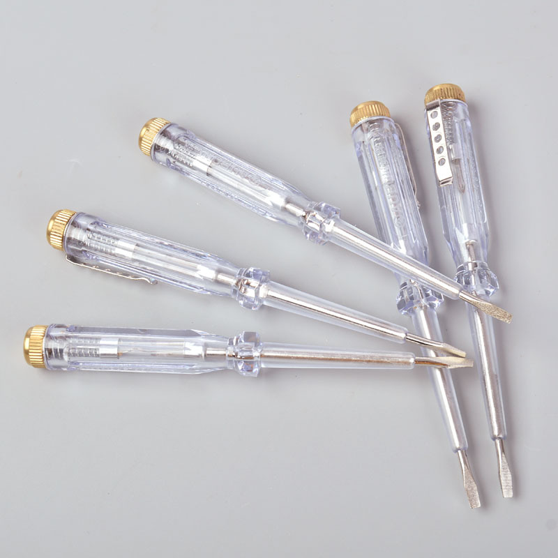 Transparent electric pen, transparent handle screwdriver type electric pen, single-use electric pen, 100-500v neon tube type electric pen Specification drawing