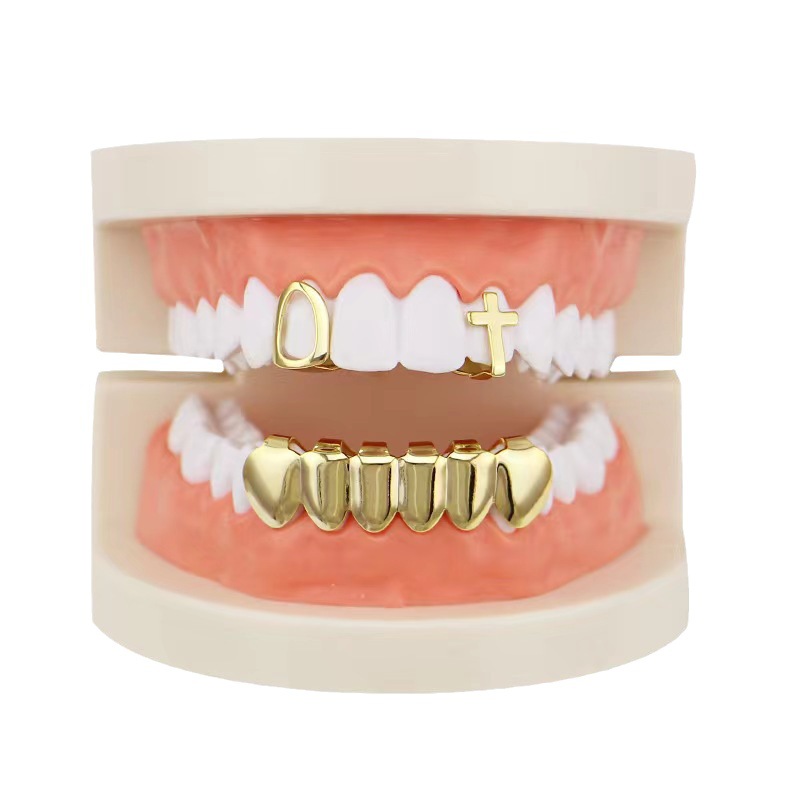 18k electroplated vampire fangs hip-hop single teeth set Grills smooth Halloween dentures for both men and women Item Picture