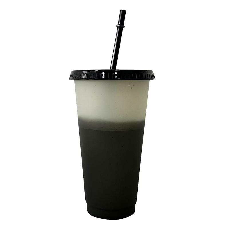 【 Processing and Customization 】 Water cup, color-changing cup, PP material, temperature-sensitive color-changing plastic cup, simple straw cup, 710ml Item Picture