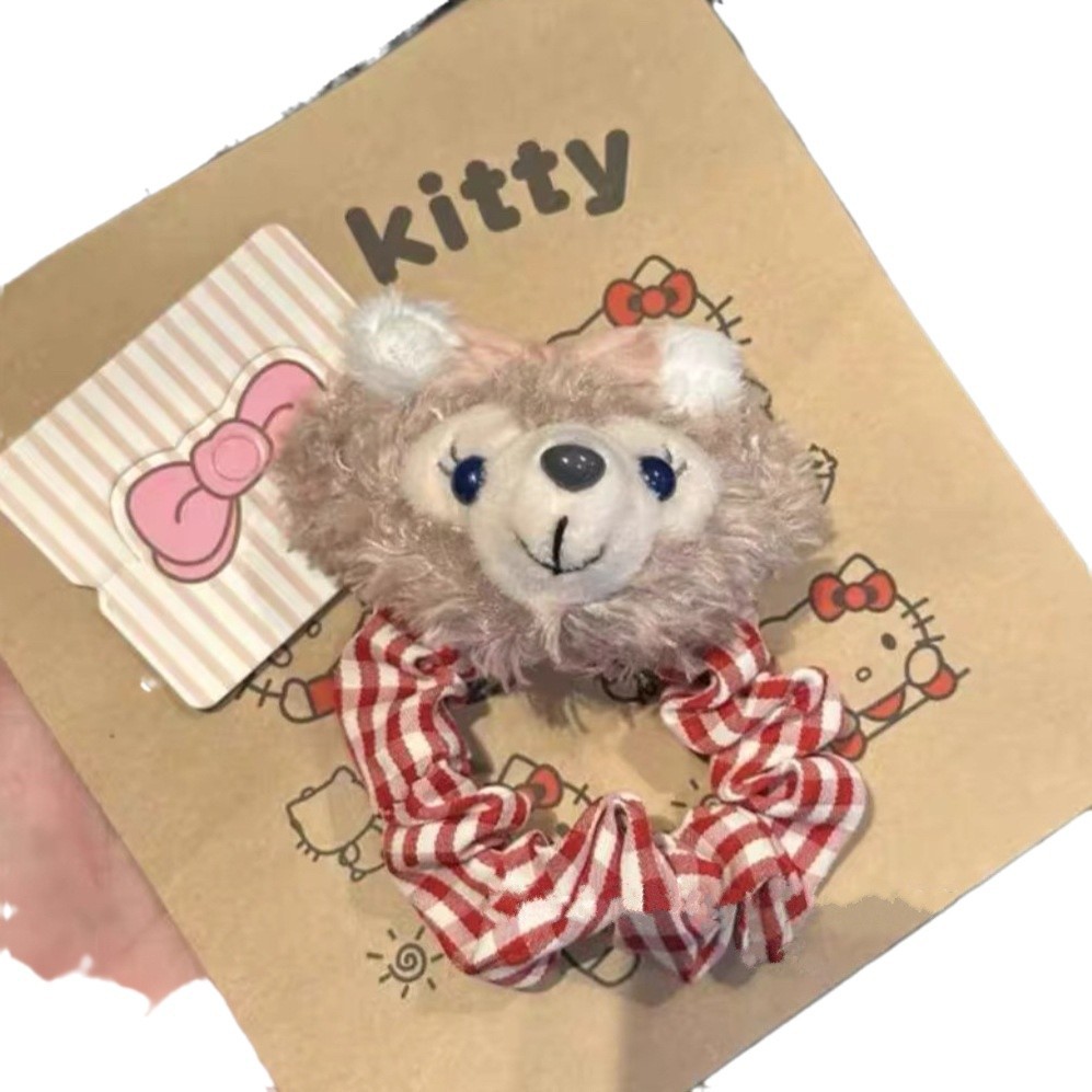 Cute and lazy Shirley Medley bear hair tie for autumn and winter, fluffy cartoon KT cat large intestine ring, sweet girl ponytail hair tie Item Picture