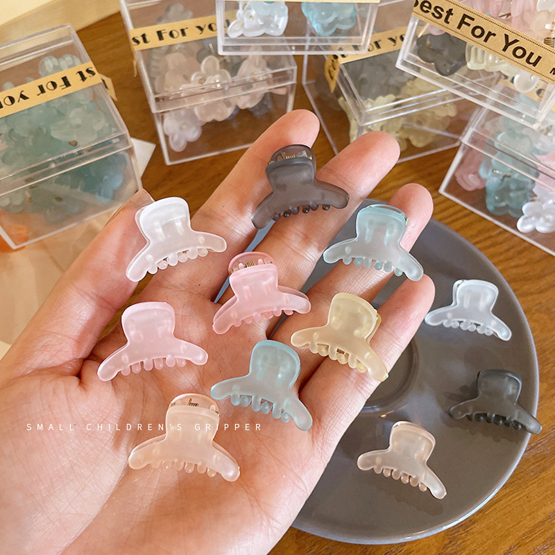 Cute mini jelly-colored frosted flower pinch, side clip for women's bangs, baby hairpin details Picture