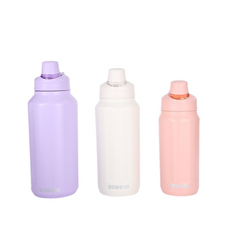 Large-capacity portable travel insulated cup, 316 stainless steel direct drinking water bottle, girls' outdoor sports and fitness water cup Item Picture