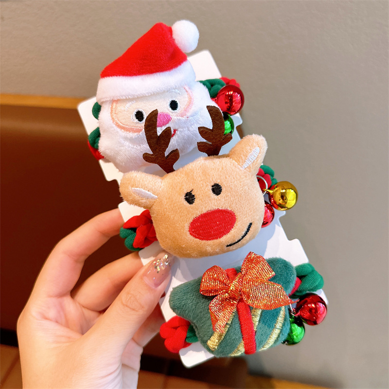Christmas hair accessories, children's hair bands, hair ties, rubber bands, new thickened high-elastic Christmas tree hair ties for girls details Picture