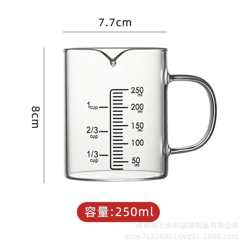 High borosilicate heat-resistant glass cups, measuring cups, graduated cups with handles, glass cups with LIDS, glass cups, water cups, large-capacity water cups full figure