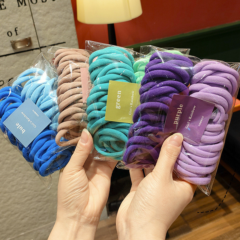 50 new candy-colored gradient seamless towel bands, high-elasticity basic hair bands, simple and durable for women to tie their hair full figure