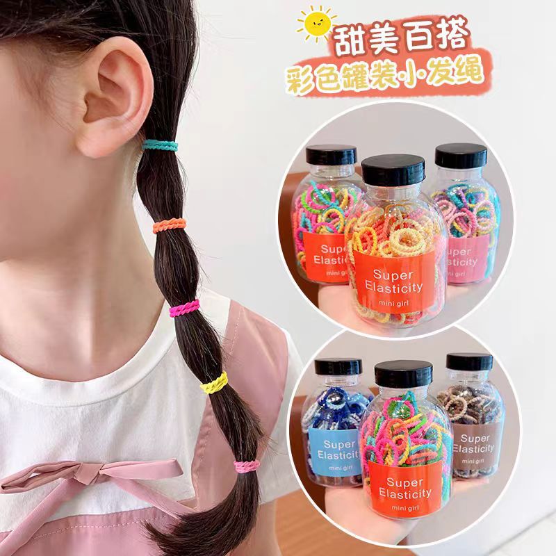 Children's canned rubber bands have high elasticity and won't damage hair. Baby hair ties have less hair volume. Little girls tie their hair with rubber bands and hair ties Specification drawing